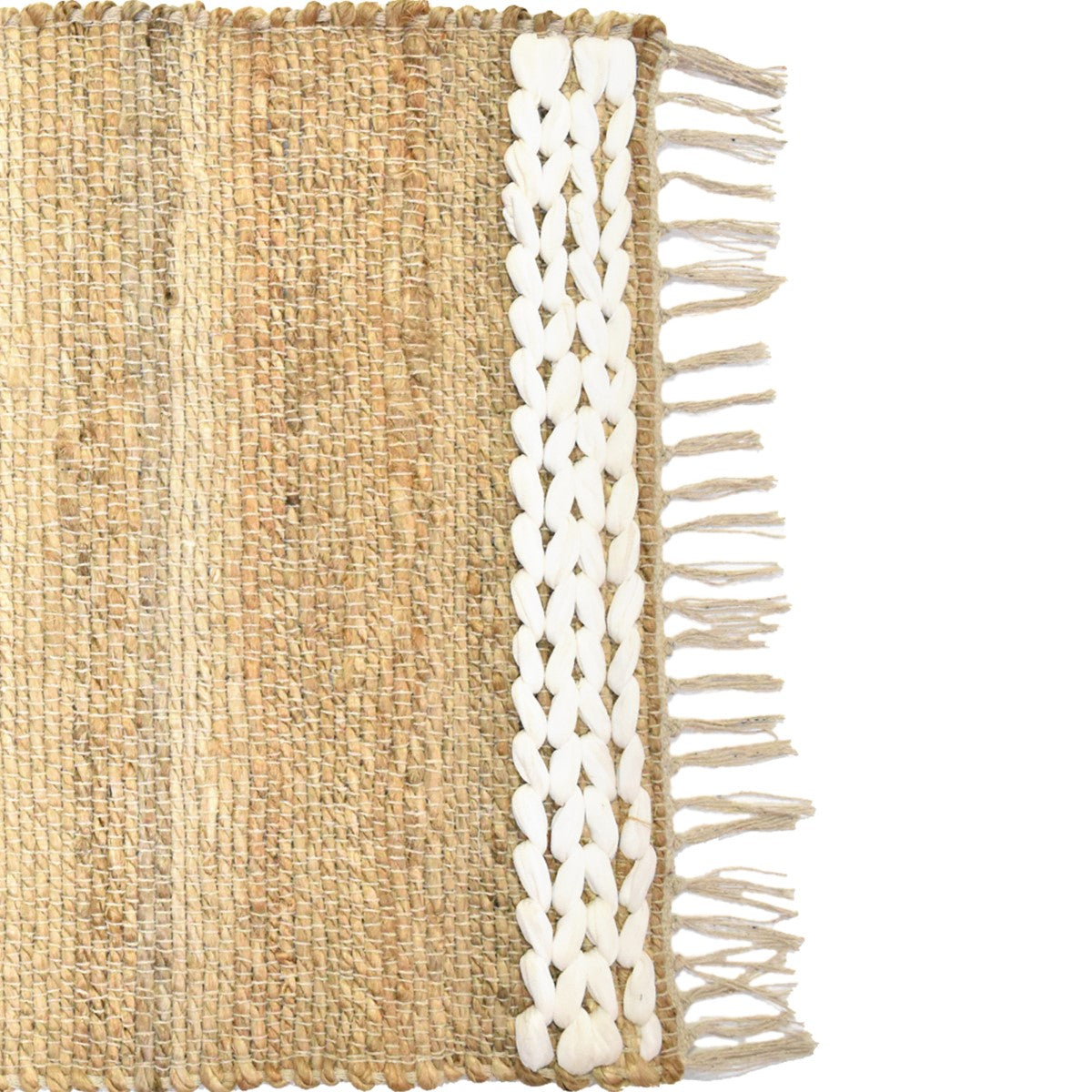 Teppich mit weissem Streifen 50x80cm Jute