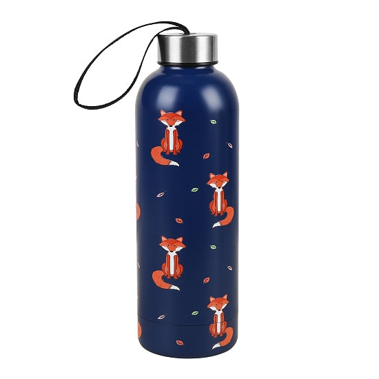 Thermos Flasche ECO CHIC Fuchs Dunkelblau 500ml 27x7cm 24h kalt/12h heiss Metall 100% recycelt