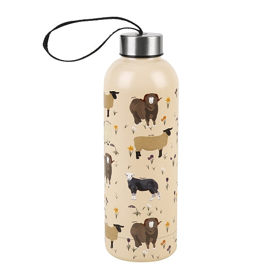 Thermos Flasche ECO CHIC Schafe Beige 500ml 27x7cm 24h kalt/12h heiss Metall 100% recycelt