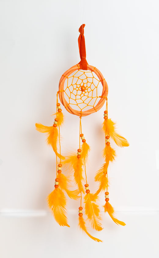 Traumfänger orange 8x33.5cm Rattan