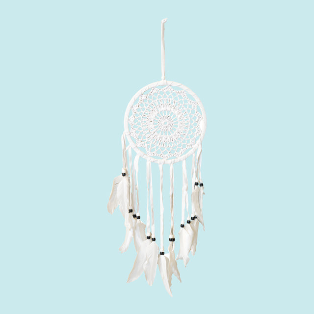 Traumfänger weiss gehäkelt 17x50cm