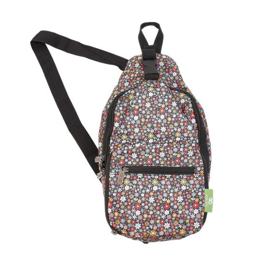 Umhängetasche ECO CHIC faltbar Streublumen Schwarz 18x38x10cm Kunststoff 100% recycelt