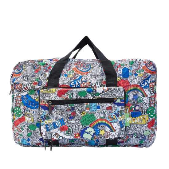 Wochenend-Reisetasche ECO CHIC faltbar Save The Planet Bunt 29x50x20cm 100% Kunststoff recycelt