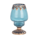 Windlicht Rosa/Blau/Grün Glas/Metall (12 cm)