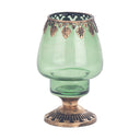 Windlicht Rosa/Blau/Grün Glas/Metall (12 cm)