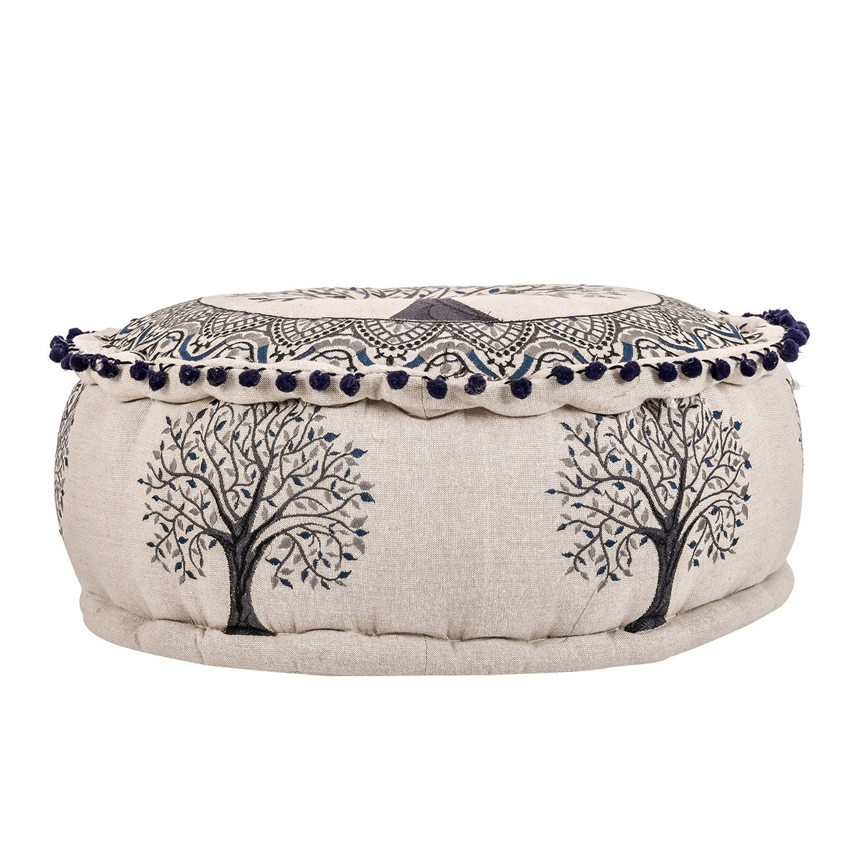 Sitzkissen Pouf Baum des Lebens Blau 46x20cm