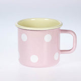 Becher Emaille 8cm Rosa mit weissen Punkten