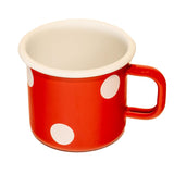 Becher Emaille 8cm Rot mit weissen Punkten