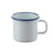 Becher Emaille 8cm Weiss mit blauem Rand