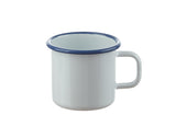 Becher Emaille 8cm Weiss mit blauem Rand