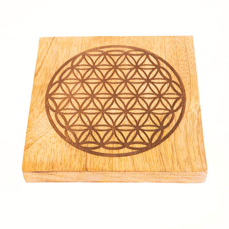 Blume des Lebens Untersetzer 12.5x12.5cm Mangoholz INDIEN