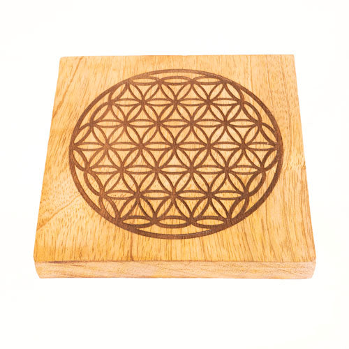 Blume des Lebens Untersetzer 12.5x12.5cm Mangoholz INDIEN