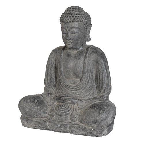 Buddha 23cm Outdoor Beton Steinoptik schwarz