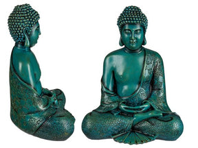 Buddha Thai sitzend 30cm petrolfarbig
