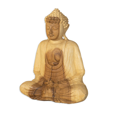 Buddha meditierend 30cm Suarholz hell