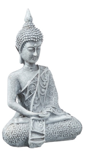 Buddha sitzend grau Polyresin Höhe 12cm