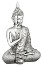 Buddha sitzend silber Polyresin Höhe 17.5cm