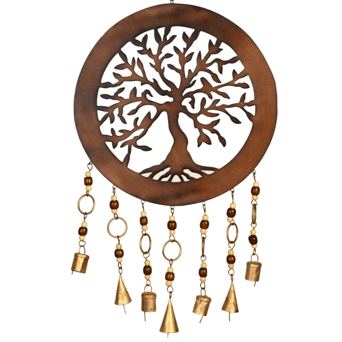 Dekohänger Baum des Lebens mit braunen Holzperlen MDF