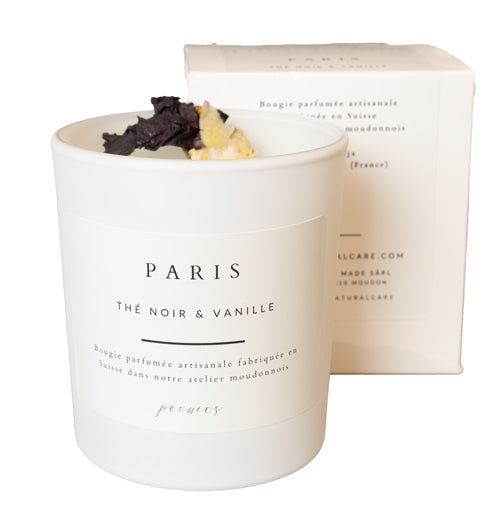 Duftkerze Paris Schwarztee und Vanille 160g 100% natürlich