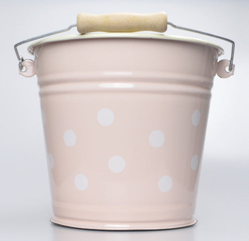 Eimer Emaille 6L D 24cm Rosa mit weissen Punkten