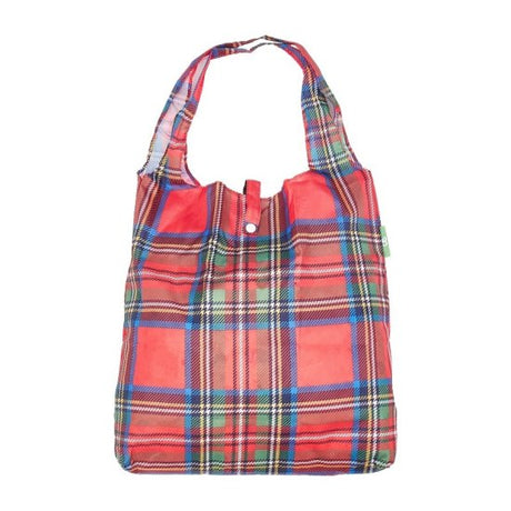 Einkaufstasche ECO CHIC faltbar 56x38x10cm Kunststoff 100% recycelt Karo Rot