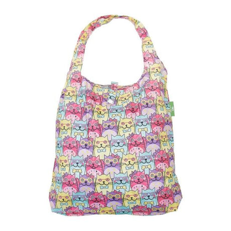 Einkaufstasche ECO CHIC faltbar 56x38x10cm Kunststoff 100% recycelt Katzen bunt