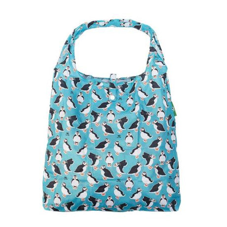 Einkaufstasche ECO CHIC faltbar 56x38x10cm Kunststoff 100% recycelt Papageientaucher Aquamarin