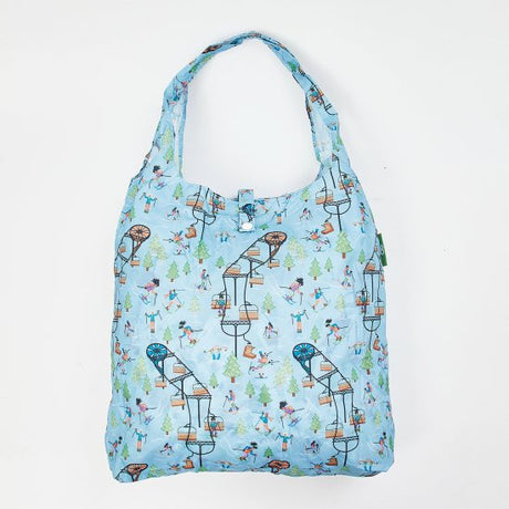 Einkaufstasche ECO CHIC faltbar 56x38x10cm Kunststoff 100% recycelt Skifaherer Hellblau