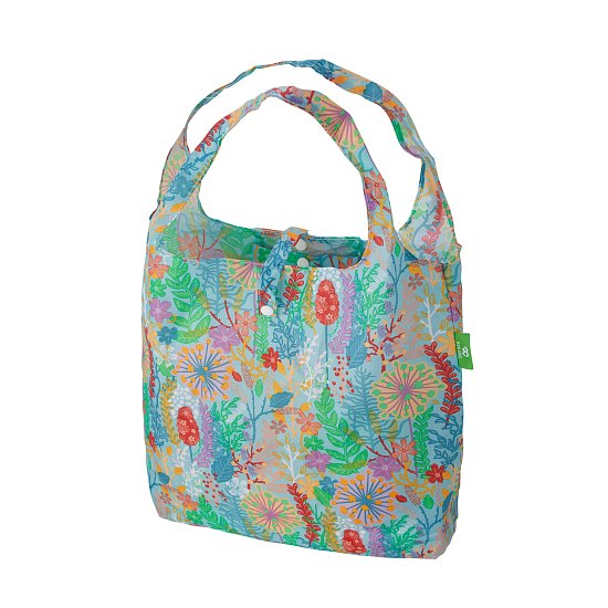 Einkaufstasche ECO CHIC faltbar Blumen Blau 56x38x10cm Kunststoff 100% recycelt