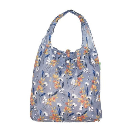Einkaufstasche ECO CHIC faltbar Flowers Grau 56x38x10cm Kunststoff 100% recycelt