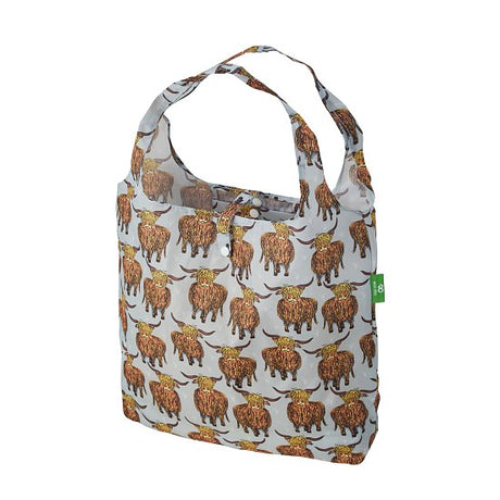 Einkaufstasche ECO CHIC faltbar Hochlandrinder Grau 56x38x10cm Kunststoff 100% recycelt