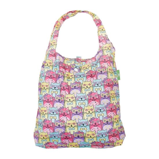 Einkaufstasche ECO CHIC faltbar Katzen bunt 56x38x10cm Kunststoff 100% recycelt