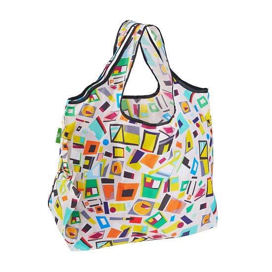 Einkaufstasche gross ECO CHIC faltbar Grafikmuster Bunt 60x42x14cm Kunststoff 100% recycelt