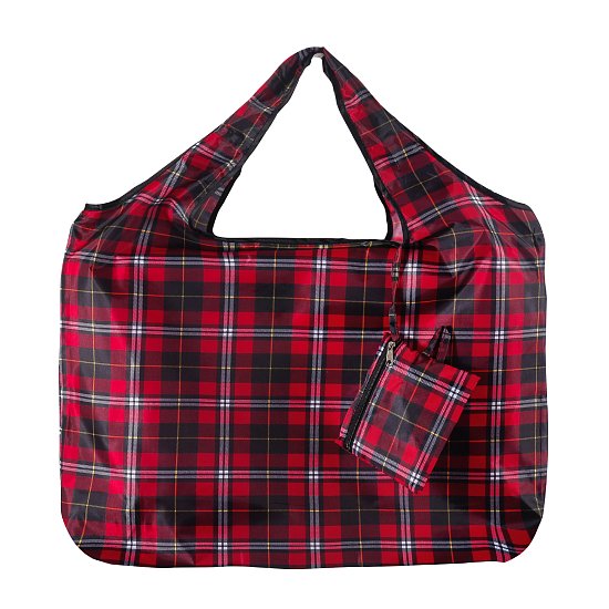 Einkaufstasche gross ECO CHIC faltbar Karomuster 60x42x14cm Kunststoff 100% recycelt
