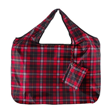 Einkaufstasche gross ECO CHIC faltbar Karomuster 60x42x14cm Kunststoff 100% recycelt