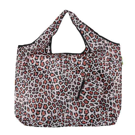 Einkaufstasche gross ECO CHIC faltbar Leopardenmuster Braun 60x42x14cm Kunststoff 100% recycelt