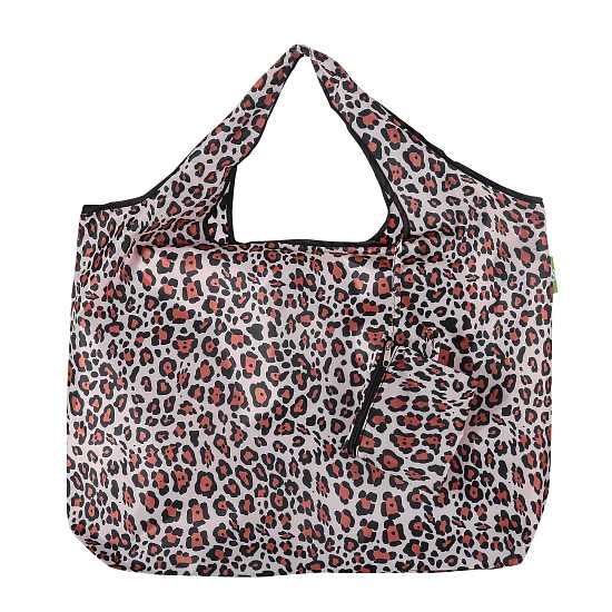 Einkaufstasche gross ECO CHIC faltbar Leopardenmuster Braun 60x42x14cm Kunststoff 100% recycelt