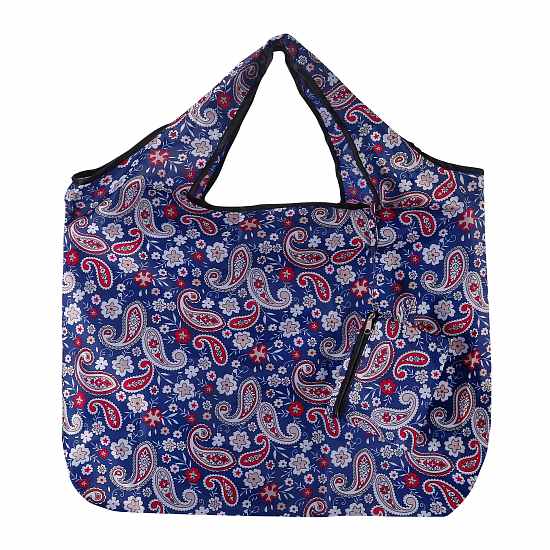 Einkaufstasche gross ECO CHIC faltbar Paislymuster Dunkelblau 60x42x14cm Kunststoff 100% recycelt