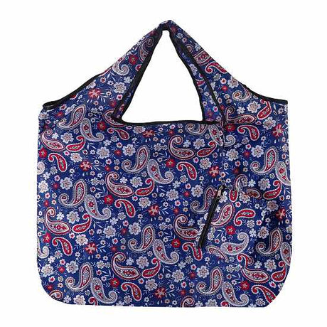Einkaufstasche gross ECO CHIC faltbar Paislymuster Dunkelblau 60x42x14cm Kunststoff 100% recycelt