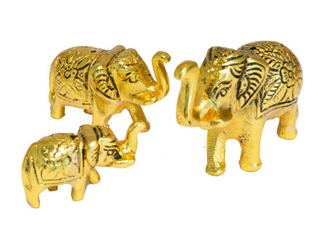Elefanten 3erSet Räucherstäbchenhalter 8x6x3.5cm 6.5x4x3cm 5x3.2x2cm Messing INDIEN