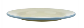 Emaille creme/Hellblau Teller flach D24cm H2.5cm