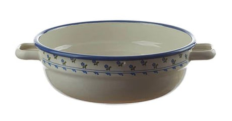 Emaille creme mit blauen Blumen Bauernschüssel 20cm