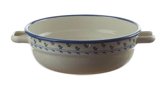 Emaille creme mit blauen Blumen Bauernschüssel 20cm