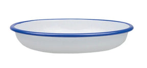 Emaille weiss mit blauem Rand Teller tief D24cm H4cm