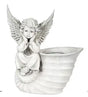 Engel sitzend auf Blumenhorn 29cm hoch 18.5x31cm Polyresin