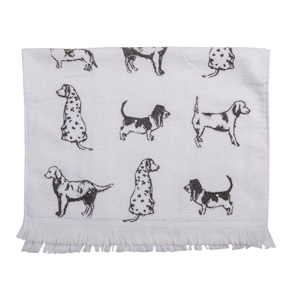 Gästehandtuch 40x66 cm Weiss Grau Baumwolle Hunde
