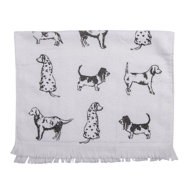 Gästehandtuch 40x66 cm Weiss Grau Baumwolle Hunde