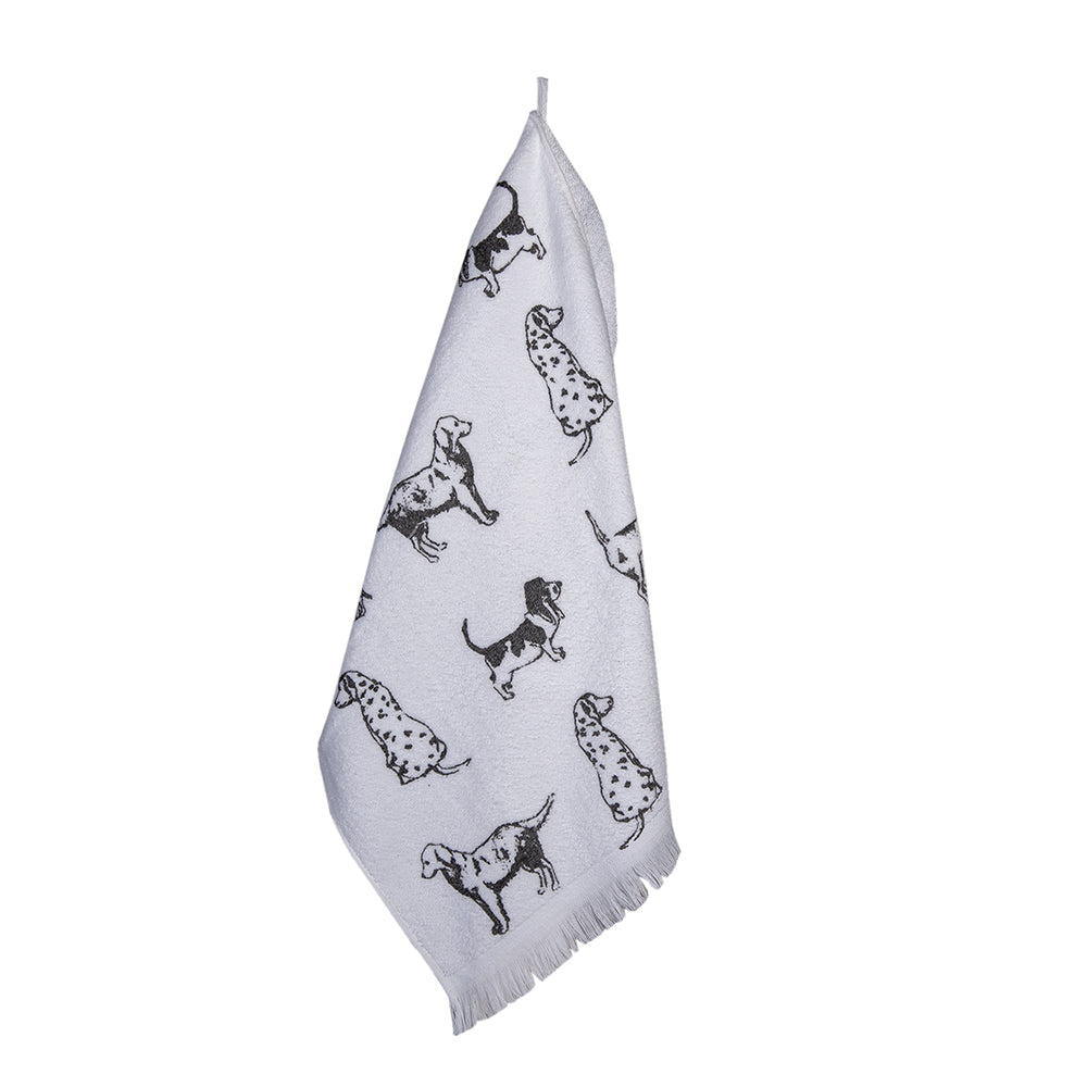 Gästehandtuch 40x66 cm Weiss Grau Baumwolle Hunde