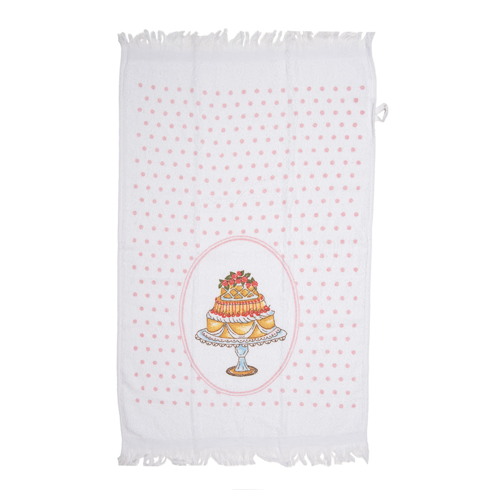 Gästehandtuch 40x66 cm Weiss Rosa Kuchen