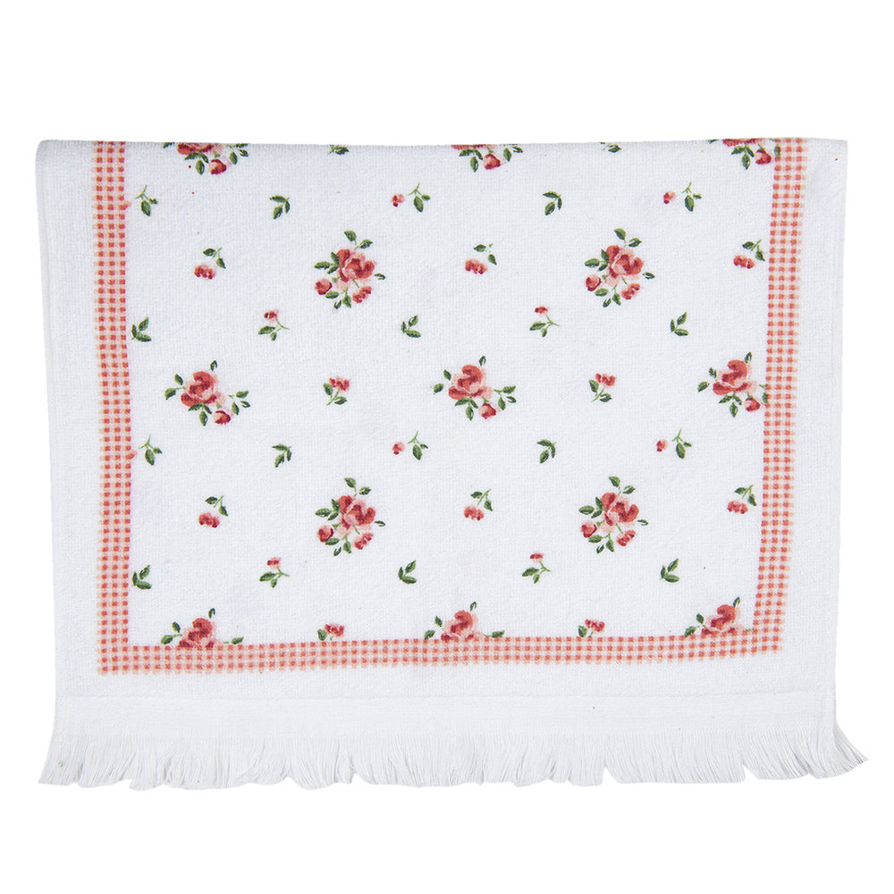 Gästehandtuch 40x66 cm Weiss Rot kleine Rosen